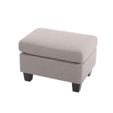 ONIJA  Furniture Modern Storage Ottoman Footrest, Navy Blue Fabric, Living Room Furniture with Wooden Legs